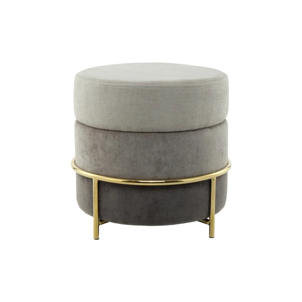 Pouf tondo Matilda 200 in velluto grigio e oro