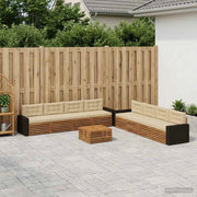 Set di divani da esterno 9 pz Naturale e Beige Poliestere 3383186