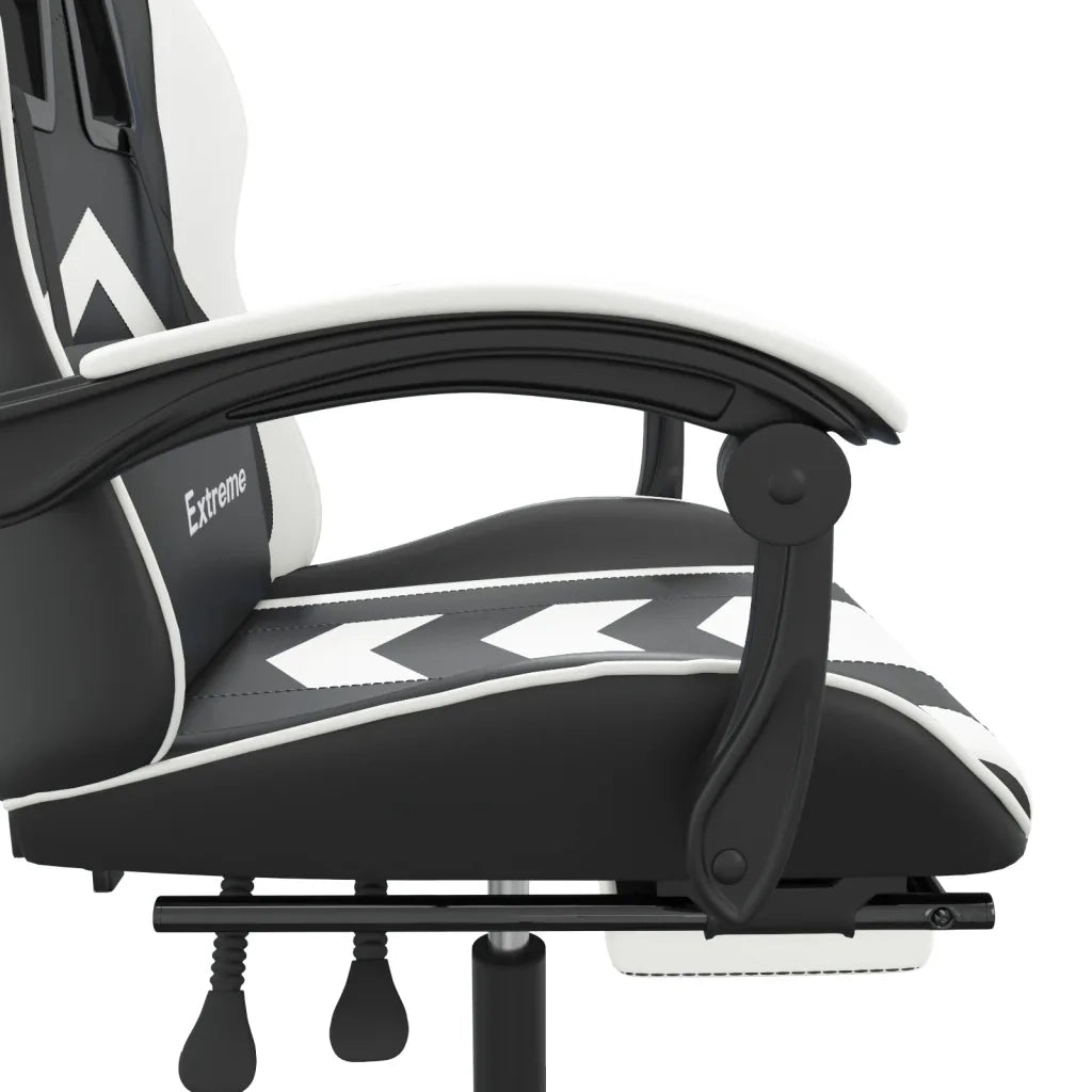 Sedia da Gaming Girevole Poggiapiedi Nero e Bianco Similpelle 349608