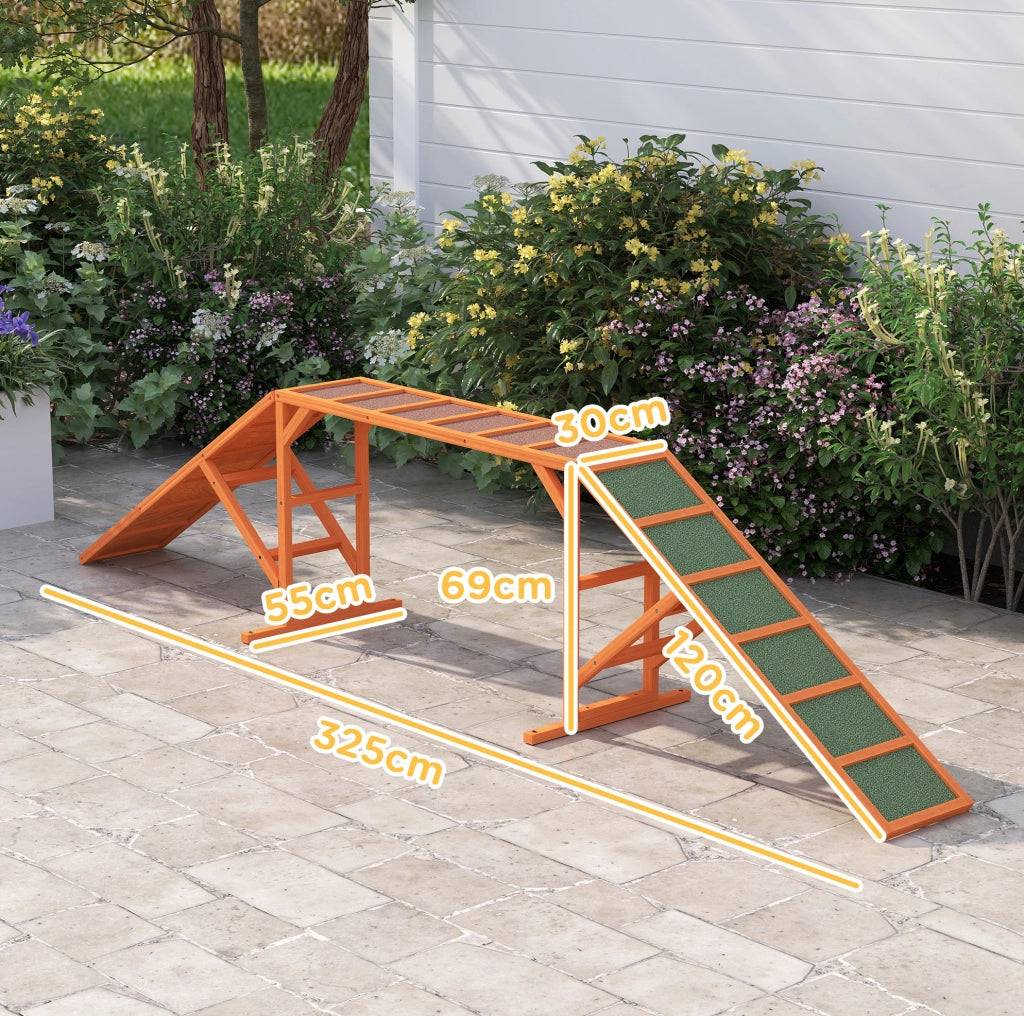 Passerella agility per cani in legno arancione
