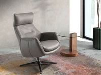 Tavolo angolare rotondo in vetro temperato e noce