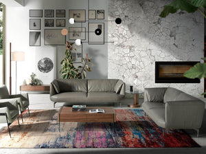 Tavolo angolare rotondo in vetro temperato e noce