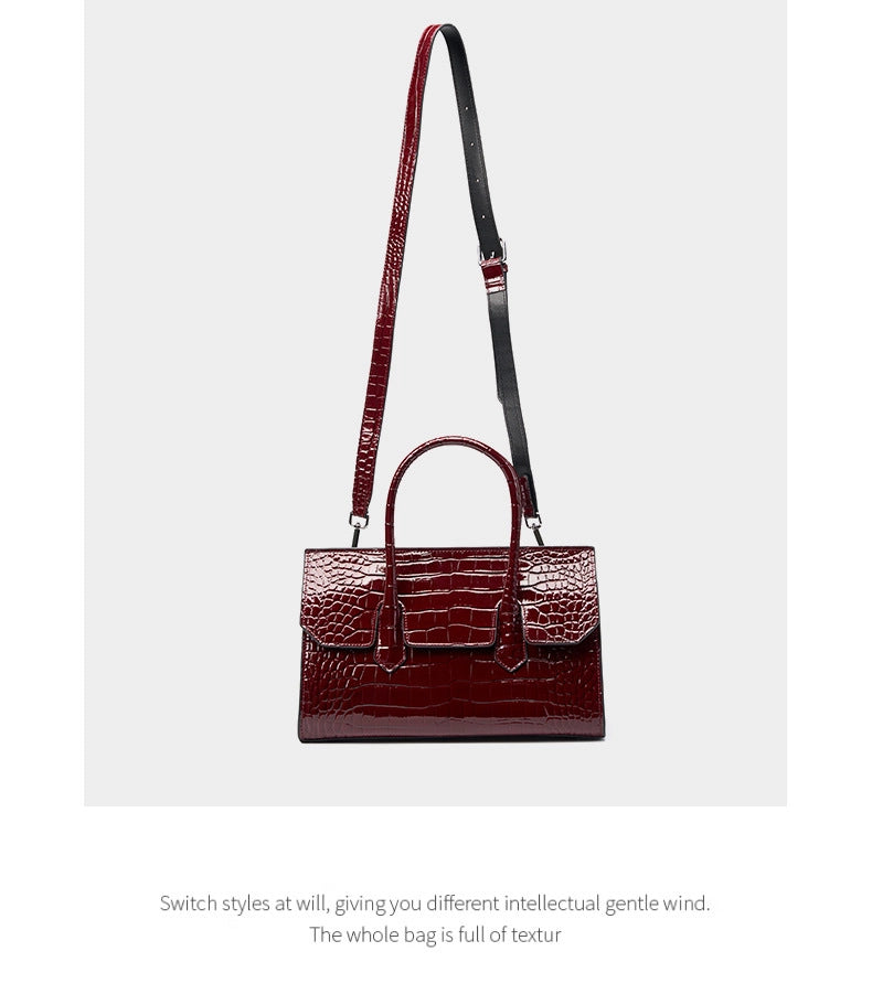 Borsa a tracolla da donna in vera pelle, colore rosso