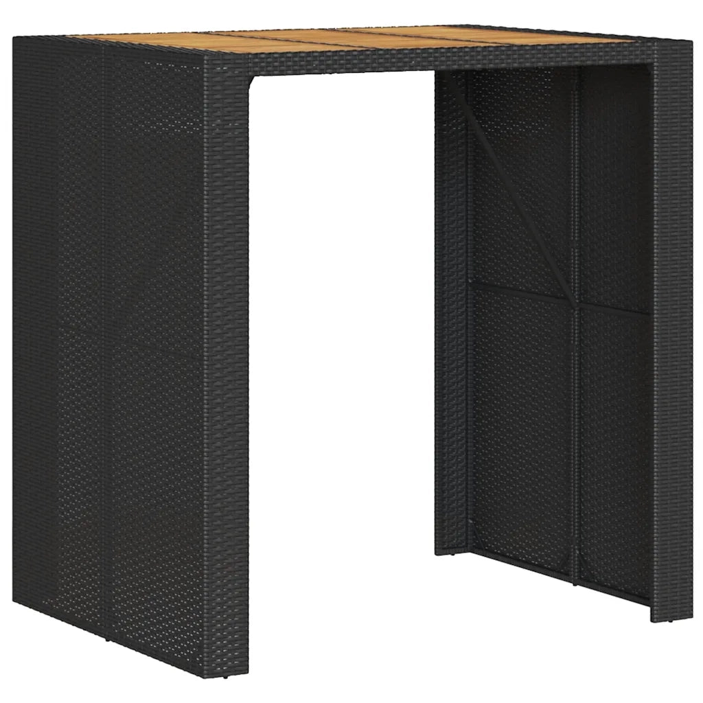 Set Bar da Giardino 5pz senza Cuscini Nero in Polyrattan Acacia