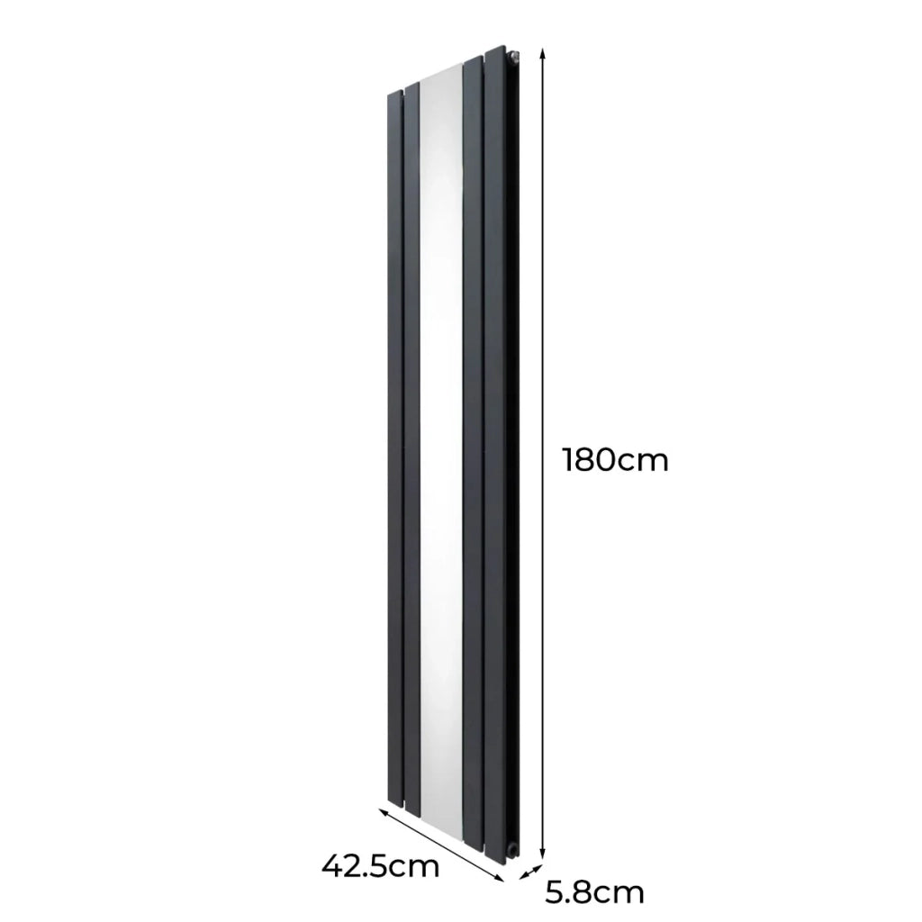 Radiatore a Specchio a Doppia Colonna Verticale Grigio Antracite 1800mm x 425mm