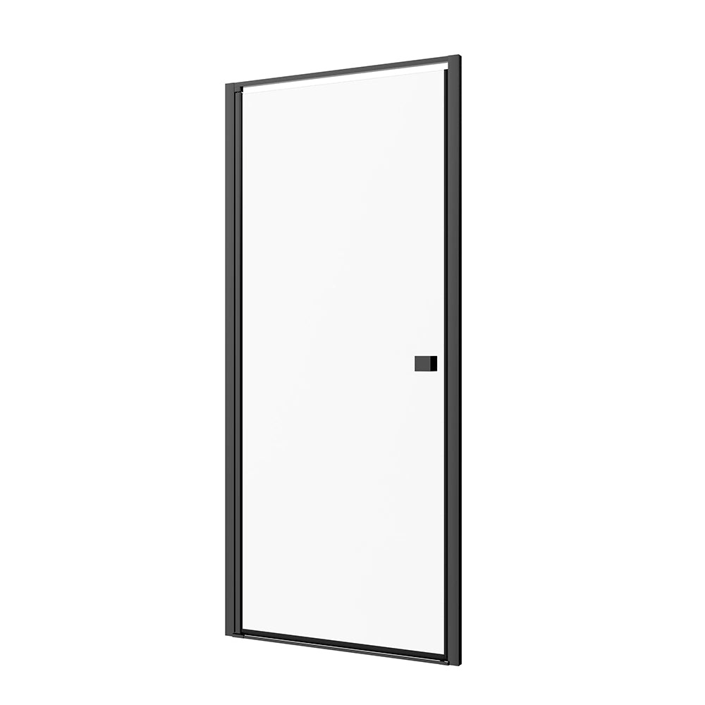 Porta doccia 80cm apertura a battente con profili nero opaco e vetro da 8mm trasparente h195 | Bahamas