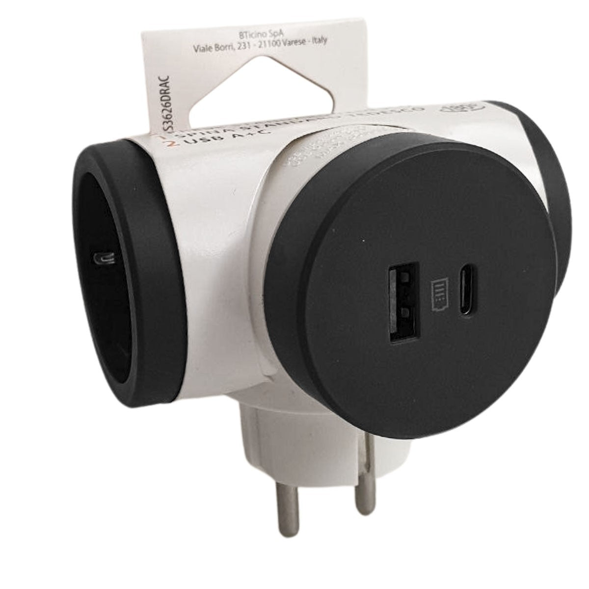 ADATTATORE SCHUKO DOPPIO CON USB SPINA STD TED.