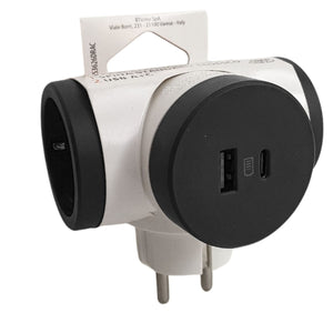 ADATTATORE SCHUKO DOPPIO CON USB SPINA STD TED.