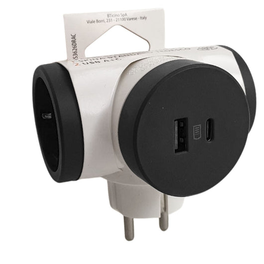 ADATTATORE SCHUKO DOPPIO CON USB SPINA STD TED.