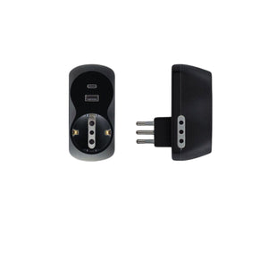 ADATTATORE B3 1 PRESA ST TED+2 10A CON USB GRIGIO