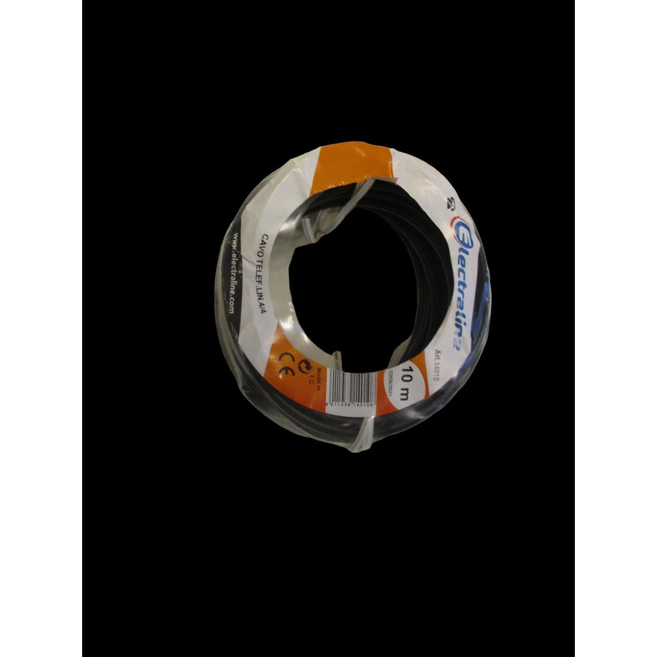 CAVO TELEFONICO PIATTO 4/4 NERO 10M