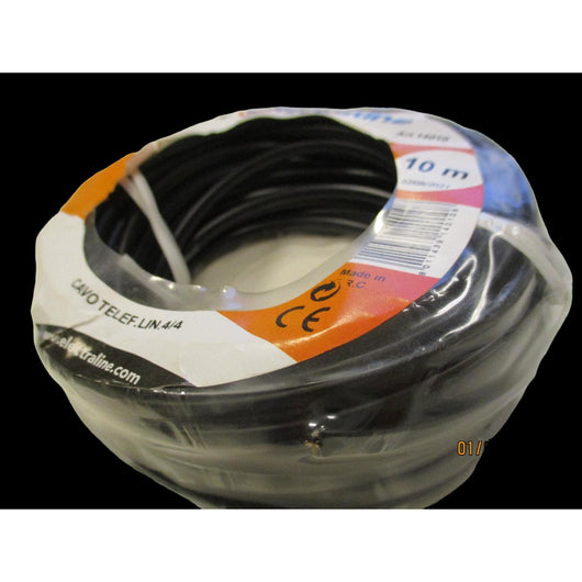 CAVO TELEFONICO PIATTO 4/4 NERO 10M