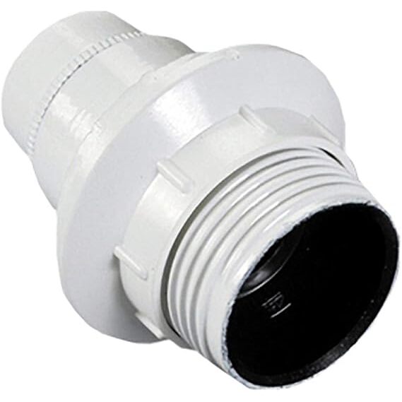 PORTALAMPADA E14 FILETTATO CON GHIERA BIANCO.