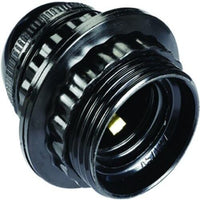 PORTALAMPADA E14 FILETTATO CON GHIERA NERO.