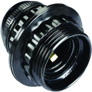 PORTALAMPADA E14 FILETTATO CON GHIERA NERO.