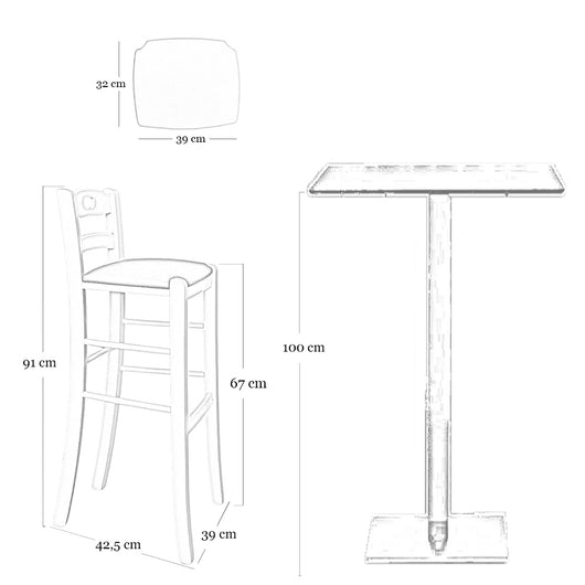 Sgabello legno noce scuro presa nello schienale h67 seduta similpelle tortora