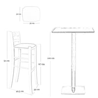 Sgabello legno noce scuro con foro nello schienale h66 seduta ecopelle marrone