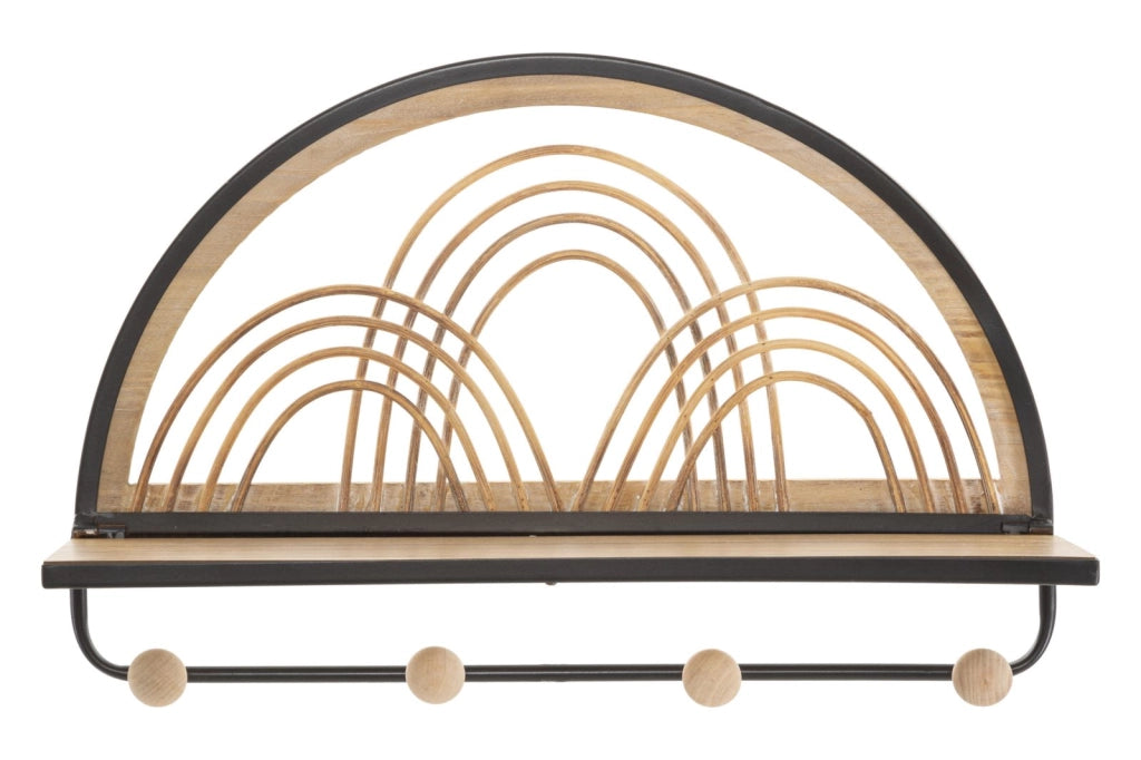Mensola Oporto con Appendiabiti 46x15,5x30 cm in Rattan