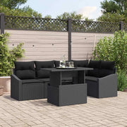 Set Divano da Giardino con cuscino 6 pcs Nero polyrattan 3349009