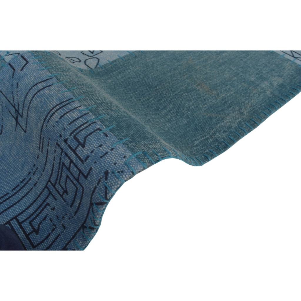 Tappeto Lyrical in cotone blu con design patchwork vintage