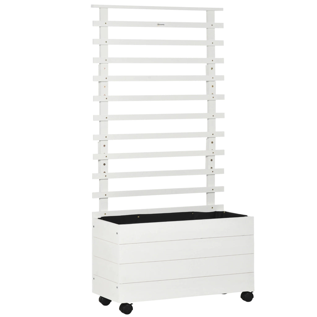Fioriera con Graticcio in Legno Massello ¨C zephmum ¨C Bianco 76x30x155 cm