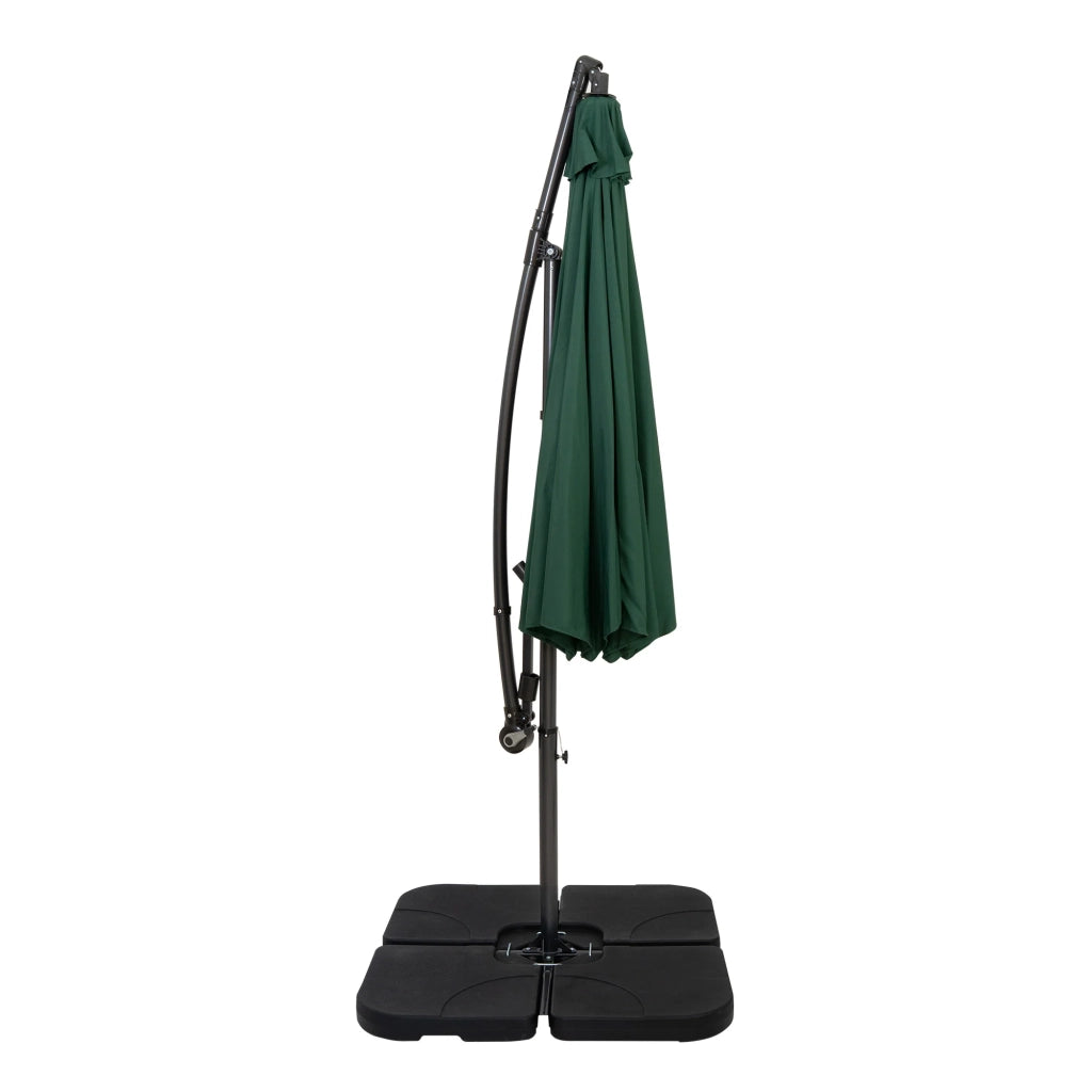 Ombrellone Decentrato 3m Verde Banana con Base Quadrata Riempibile