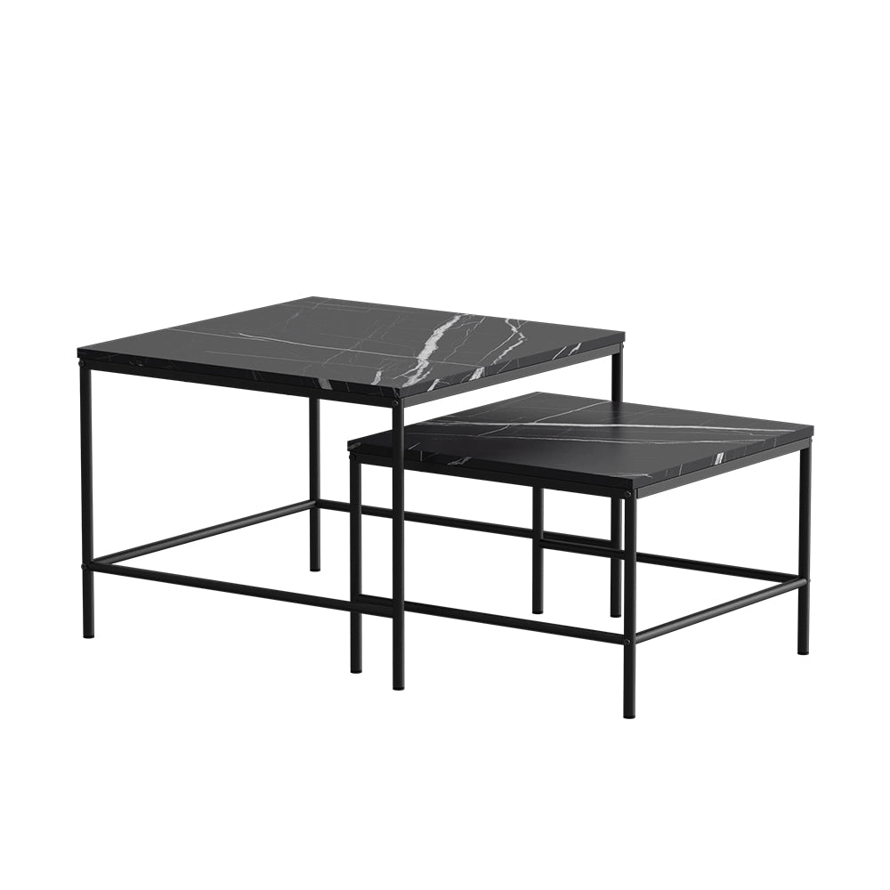 Vicco Tavolino da divano Marmo nero 60 x 60 cm 2 parti