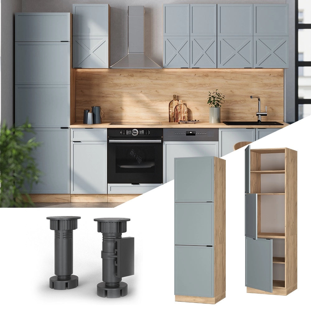 Mobile per forno da incasso Fame-Line Blu-grigio chiaro/Rovere dorato 60 cm Vicco