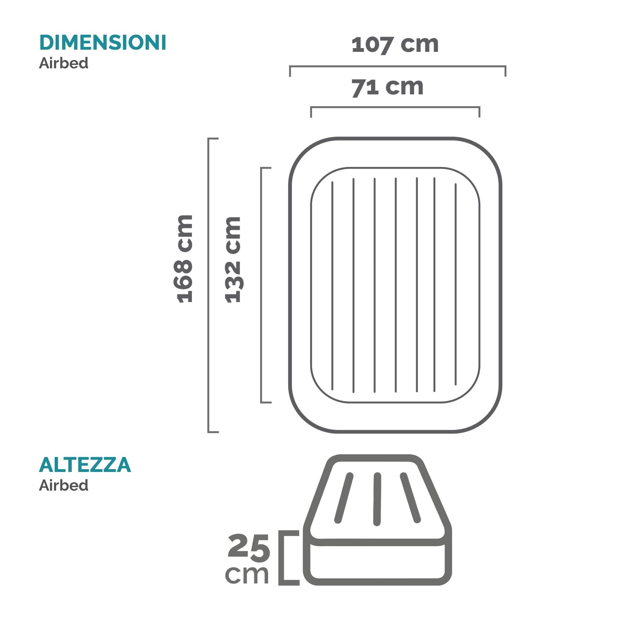 Materasso baby casa e Viaggio cm 107x168x25 con Pompa Manuale