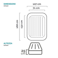 Materasso baby casa e Viaggio cm 107x168x25 con Pompa Manuale