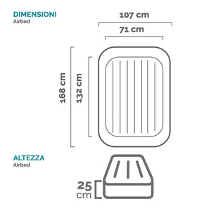 Materasso baby casa e Viaggio cm 107x168x25 con Pompa Manuale