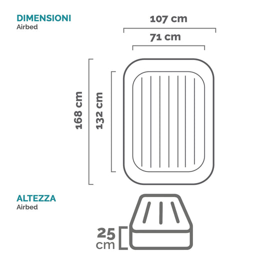 Materasso baby casa e Viaggio cm 107x168x25 con Pompa Manuale