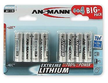 Ansmann 4+4 Lithium AA Batteria monouso Stilo AA Litio