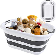 Wastebasket pieghevole 26 litri - Contenitore trasportabile - Risparmia spazio - Scala pieghevole - 23 x 38 x 53 cm - Casa e campeggio - Nero/bianco