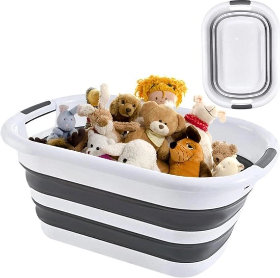 Wastebasket pieghevole 26 litri - Contenitore trasportabile - Risparmia spazio - Scala pieghevole - 23 x 38 x 53 cm - Casa e campeggio - Nero/bianco