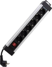 Rev Presa Multipla 6 Ingressi 2.4mt Supraline con Interruttore Argento