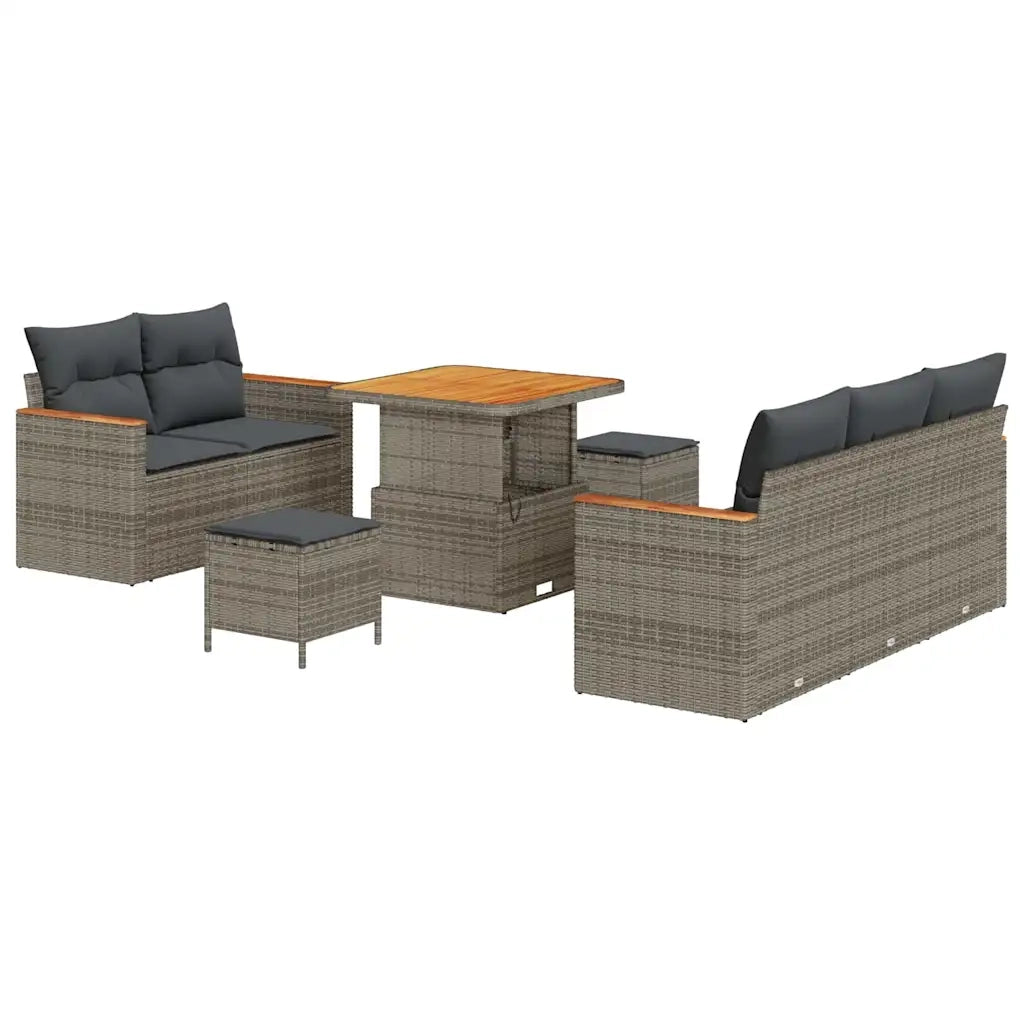 Set Divano da Giardino 8 pcs Grigio polyrattan