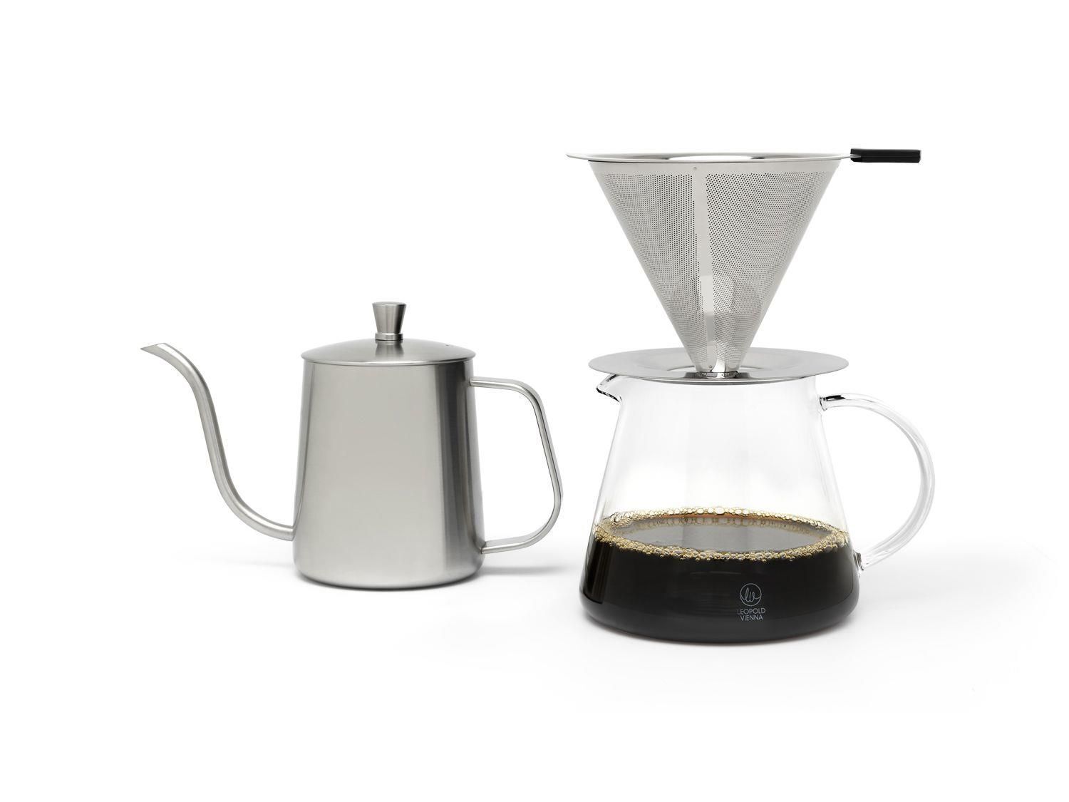Leopold Vienna LV113012 caffettiera manuale Macchina per caffè a cialde 0,5 L Argento, Trasparente
