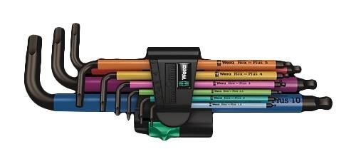 Wera 950 Spkl9 Hex-plus Hex Key Set Set di chiavi esagonali a L Metrico/imperiale 9 pz