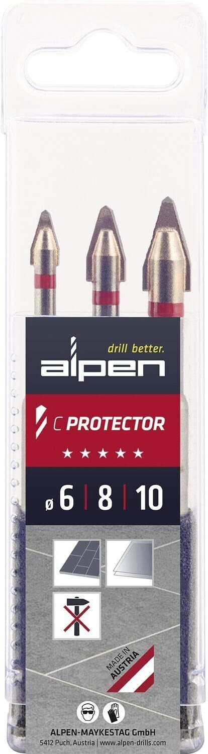 Alpen Punte per Trapano C PROTECTOR 3 Pezzi 6-8-10