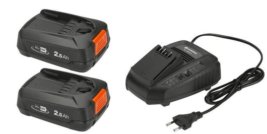 Gardena P4A 2 x PBA 18V/45 + AL 1830 CV Set batteria e caricabatterie