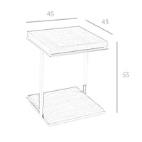 Tavolo angolare quadrato in noce e acciaio cromato
