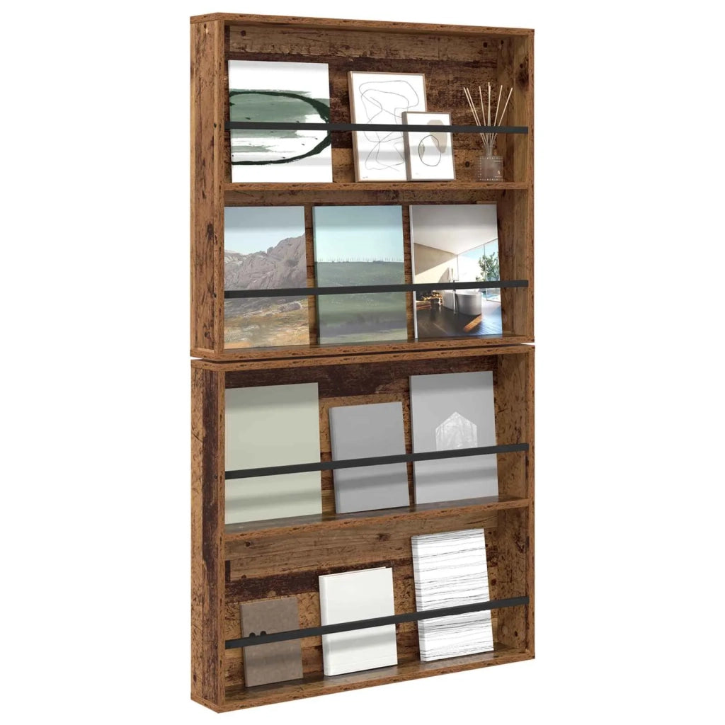 Scaffale per riviste 2 pz Legno vecchio 80 x 12 x 70 cm CFW4899766