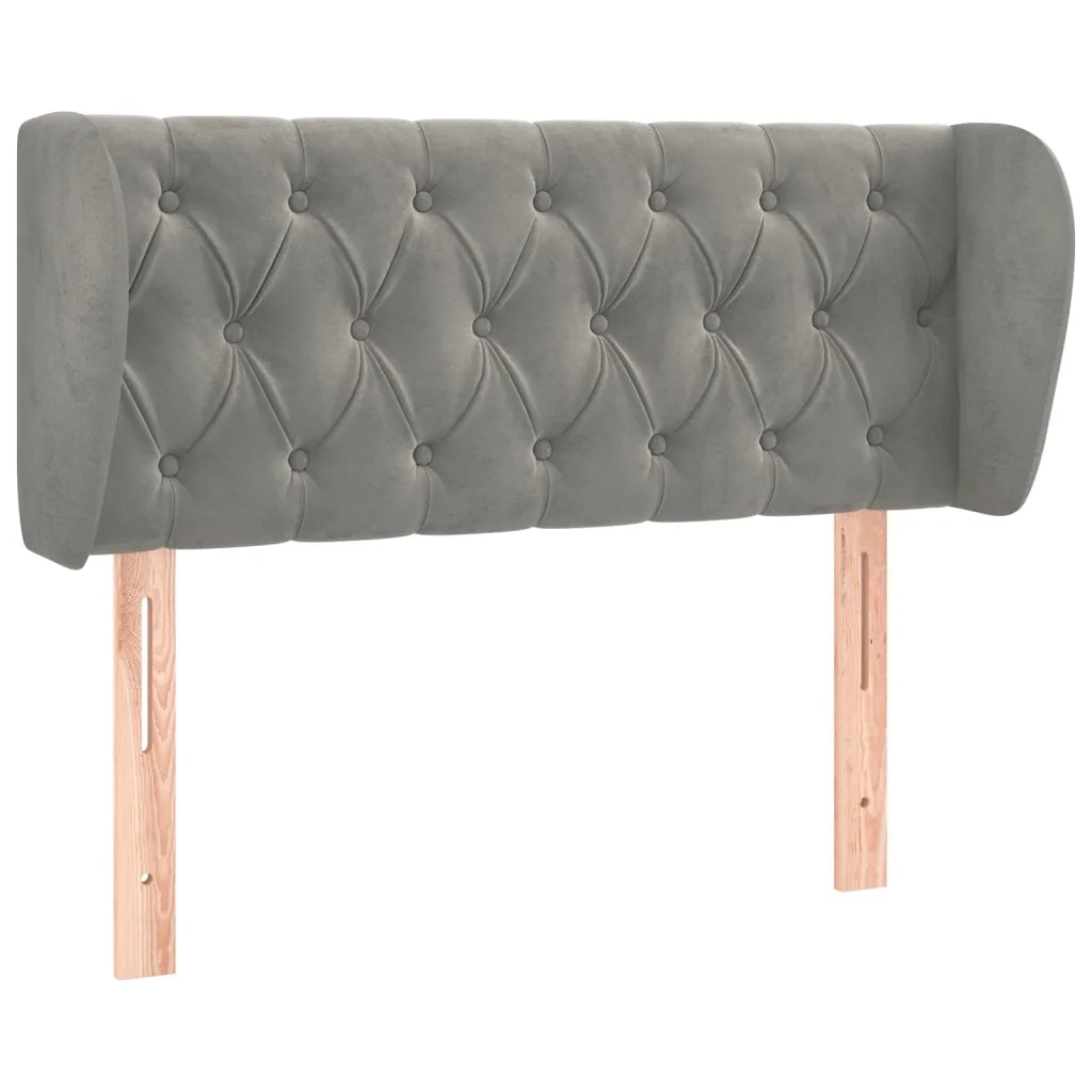 Testiera | Testata ad Orecchio Grigio Chiaro 103x23x78/88 cm in Velluto