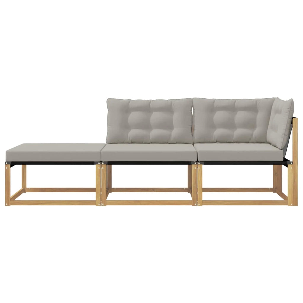 Set di divani da esterno-Sofa da giardino con cuscino Bianco e Grigio Chiaro