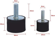 Supporti in gomma per ammortizzatori M8 e M6 - Dampened anti vibrazioni per auto e barche - (4 pezzi) (VD20-15 M6-18)
