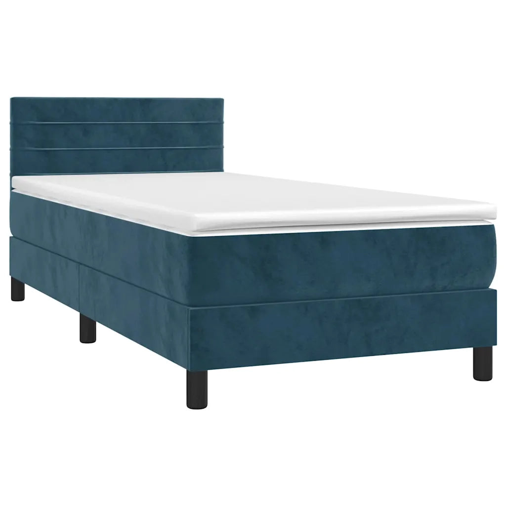 Letto a Molle con Materasso e LED Blu Scuro 100x200 cmcod mxl 122854