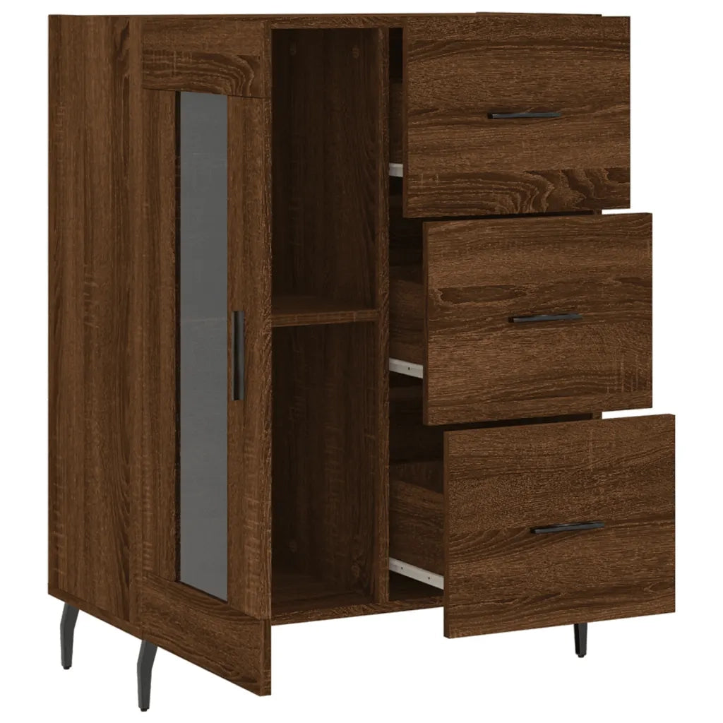 Credenza Rovere Marrone 69,5x34x90 cm in Legno Multistrato 828067