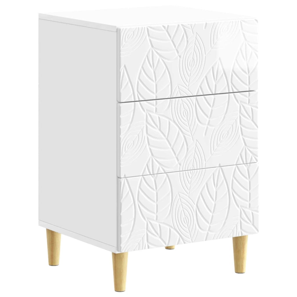 Comodino Bianco Lucido 43 x 39,5 x 66,5 cm Legno ingegnerizzato