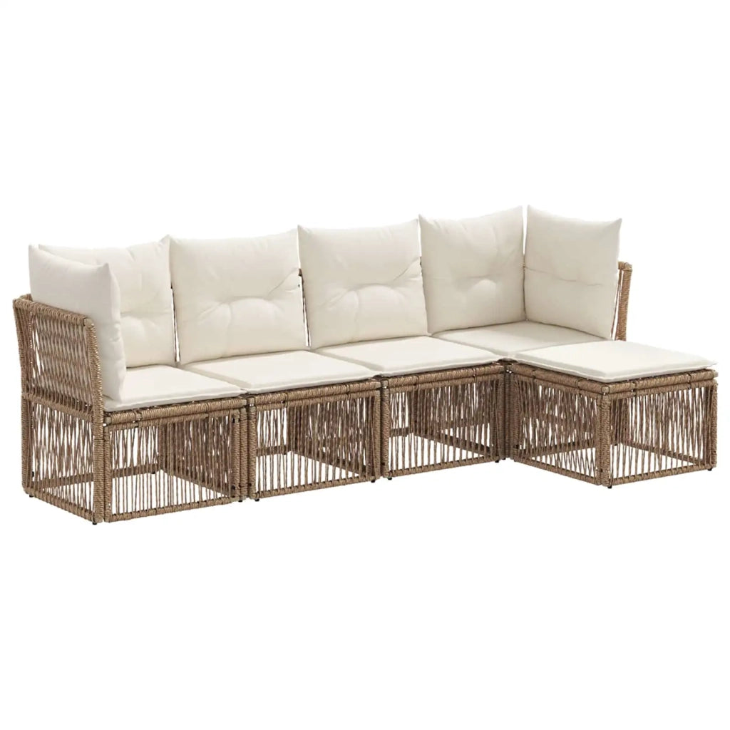 Set Divano da Giardino 5 pcs Beige polyrattan 3434205